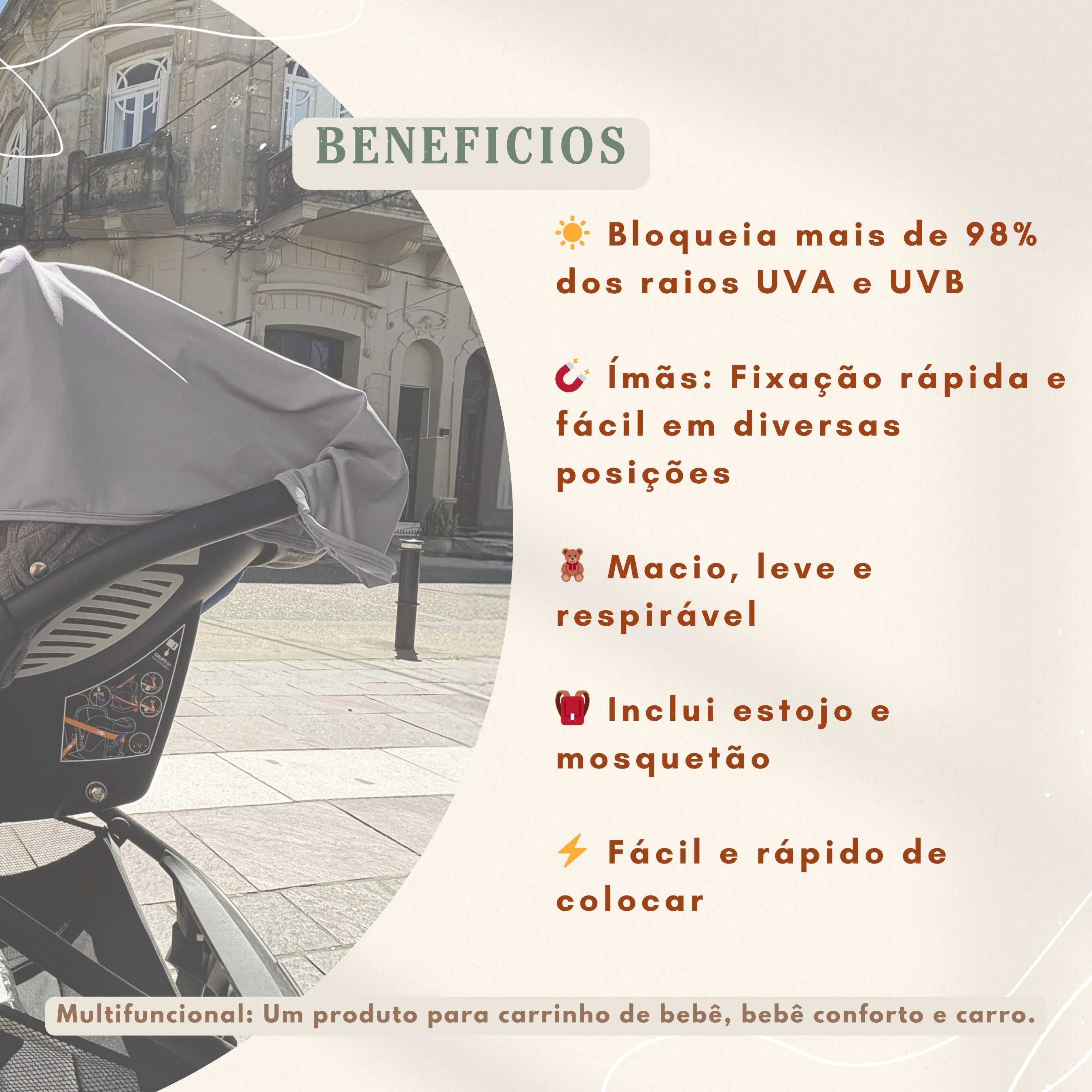 Manta UV cinza premium com ímãs – Proteção solar UPF50+