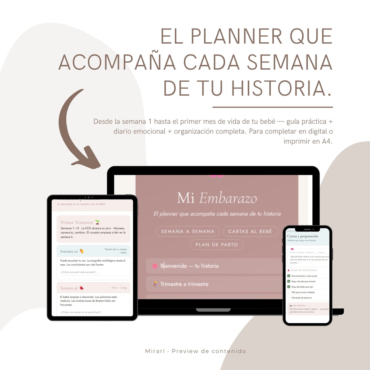 Mi Embarazo — Planner completo semana a semana + primer mes del bebé